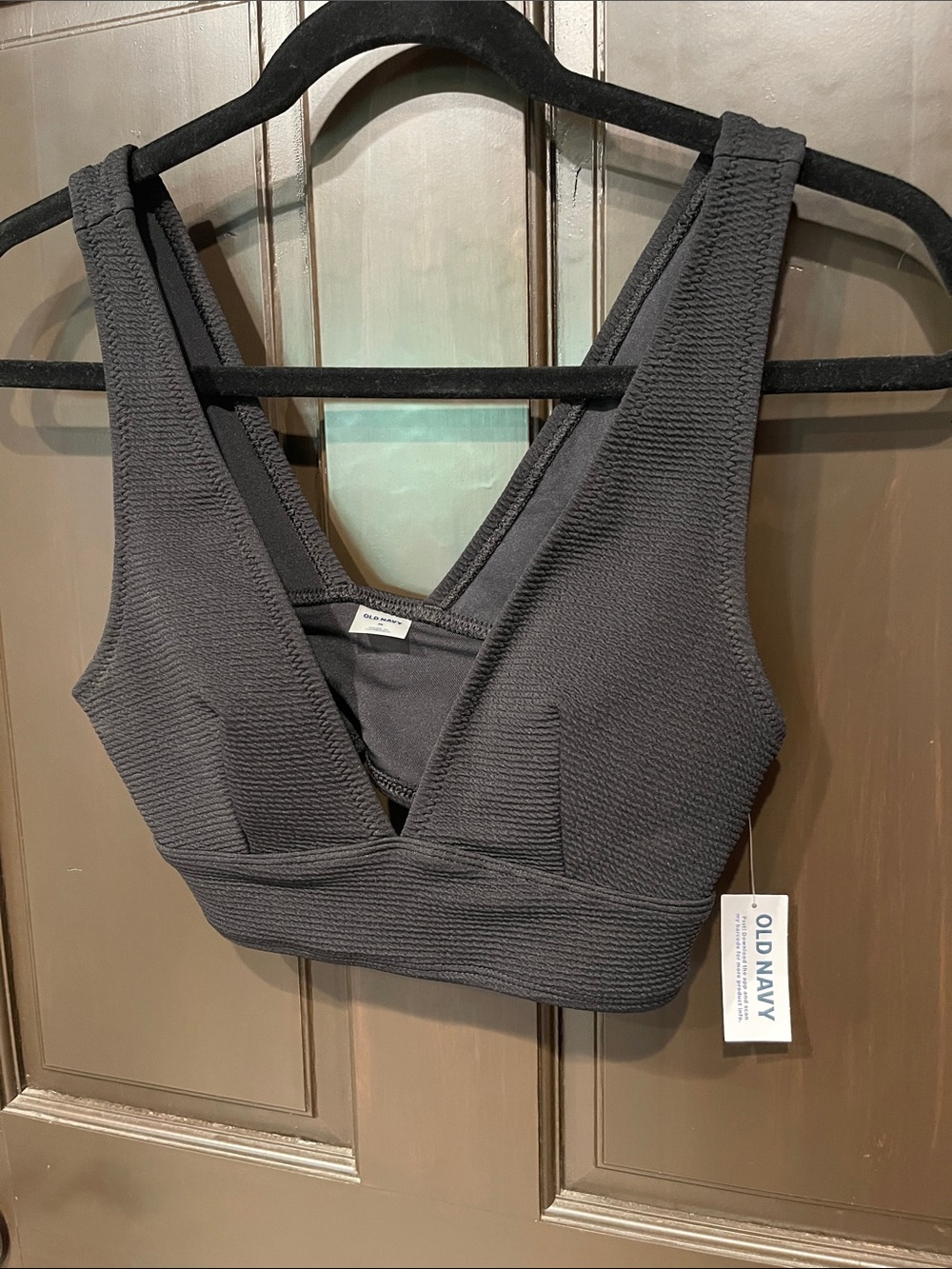 Old Navy Charcoal Textured Deep V Sports Bralette